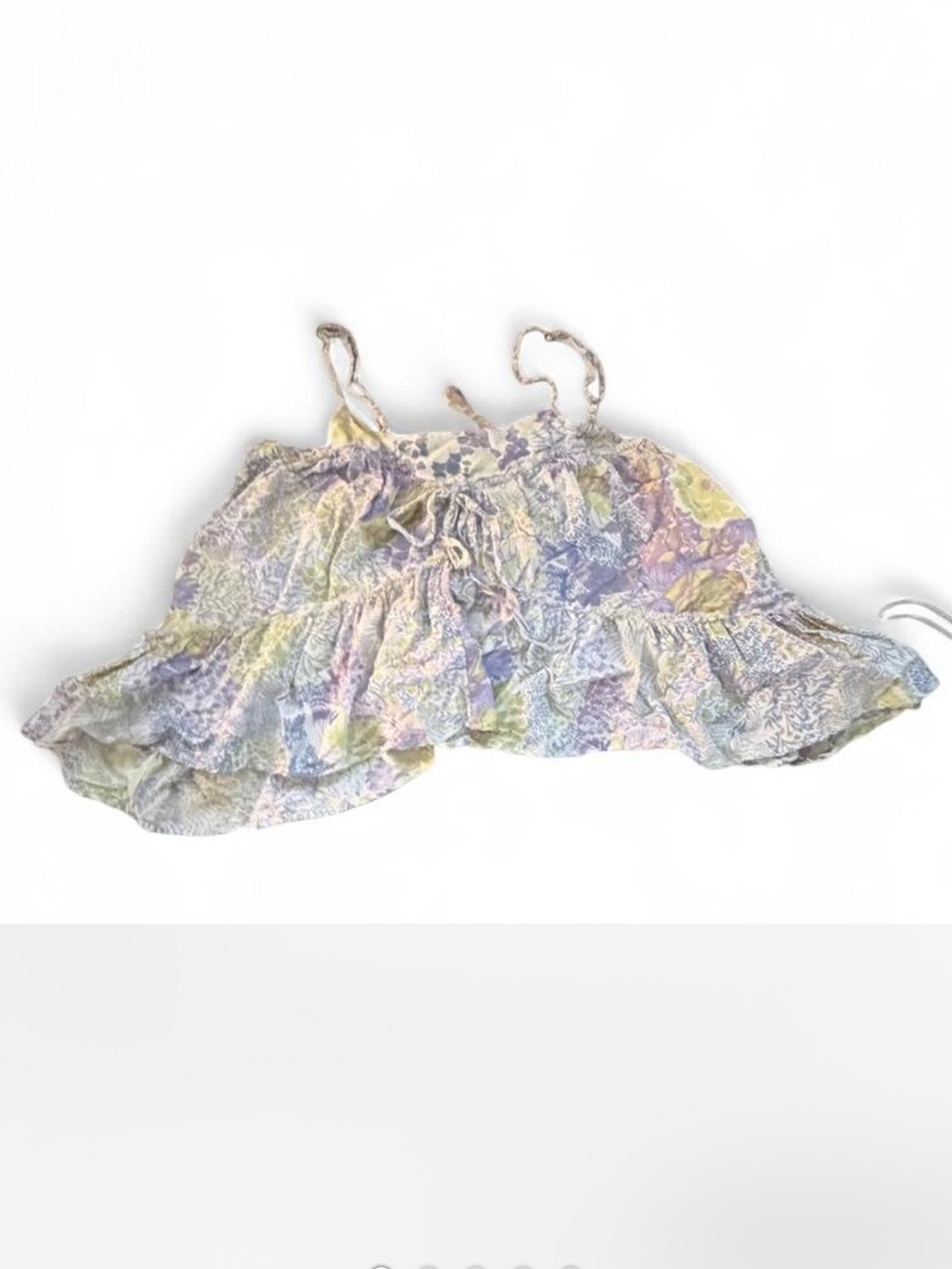 Anthropologie Pastel Floral Ruffle too in Lavender, Yellow & Mint